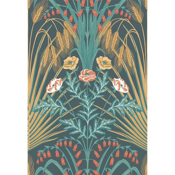 Bluebell Wallpaper 3010 by Cole & Son in Teal Gold Coral