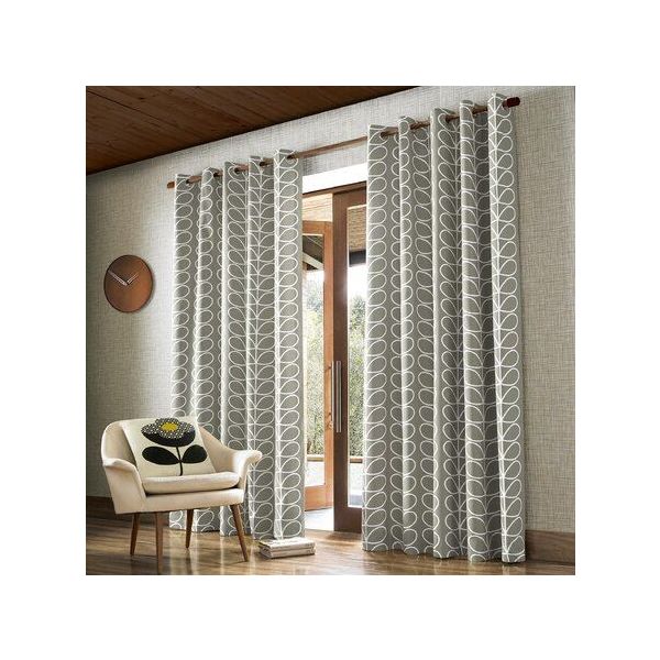 Linear Stem Eyelet Curtains By Orla Kiely in Silver Grey