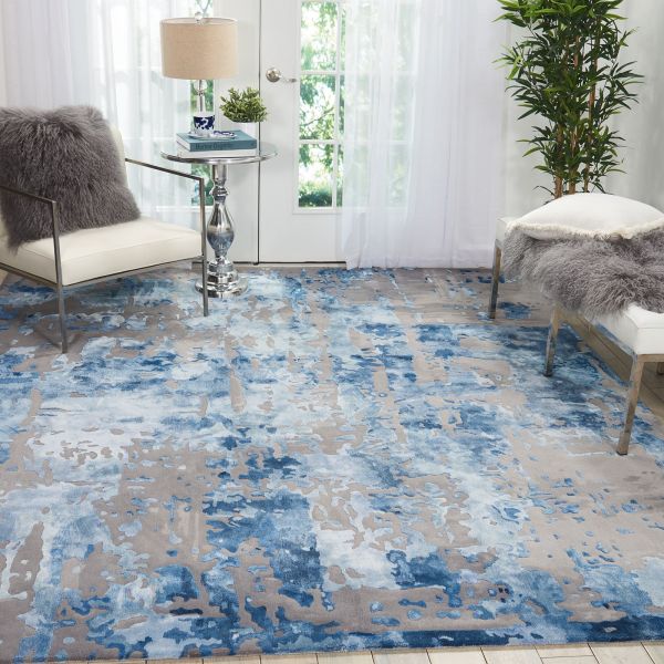 Prismatic Modern Abstract Rugs in PRS10 Blue Grey by Nourison
