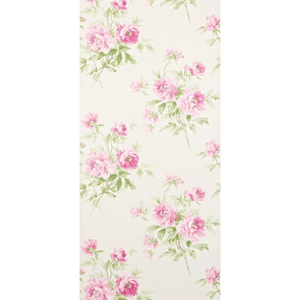 Adele Floral Wallpaper 104 by Sanderson in Raspberry Ivory White