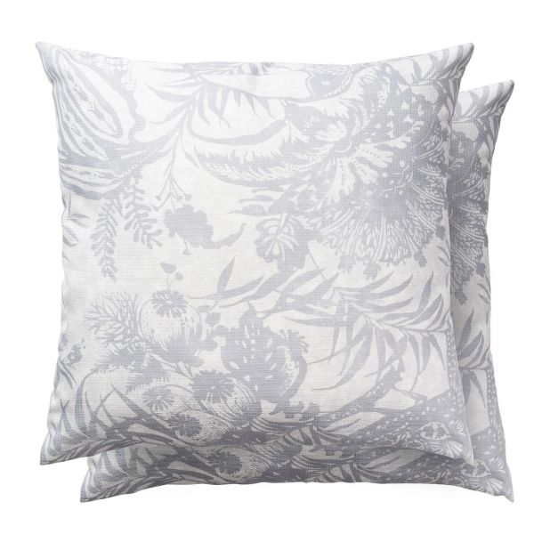 Toco Botanical Indoor Outdoor Cushion By Harlequin in Silver Grey