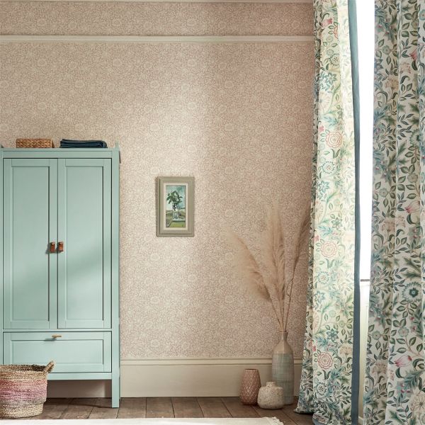 Mallow Wallpaper 216675 by Morris & Co in Dusky Rose Pink