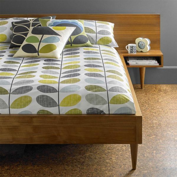 Scribble Stem Bedding and Pillowcase By Orla Kiely in Duck Egg Blue Seagrass Green
