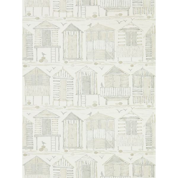 Beach Huts Wallpaper 216561 by Sanderson in Driftwood Brown