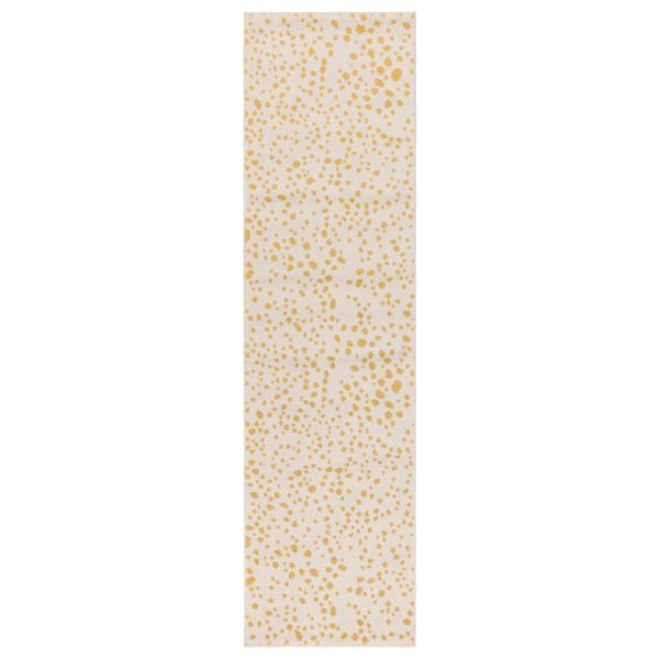 Muse MU12 Abstract Spotty Woven Runner Rugs in Yellow Cream