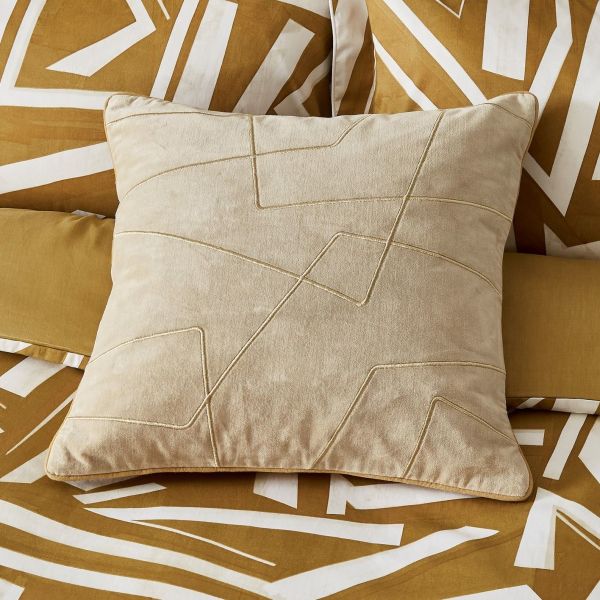 Transverse Cotton Velvet Cushion by Sanderson in Chalk White
