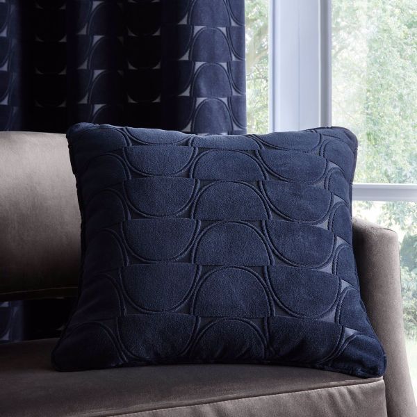 Lucca Geometric Cushion By Clarke And Clarke in Midnight Blue