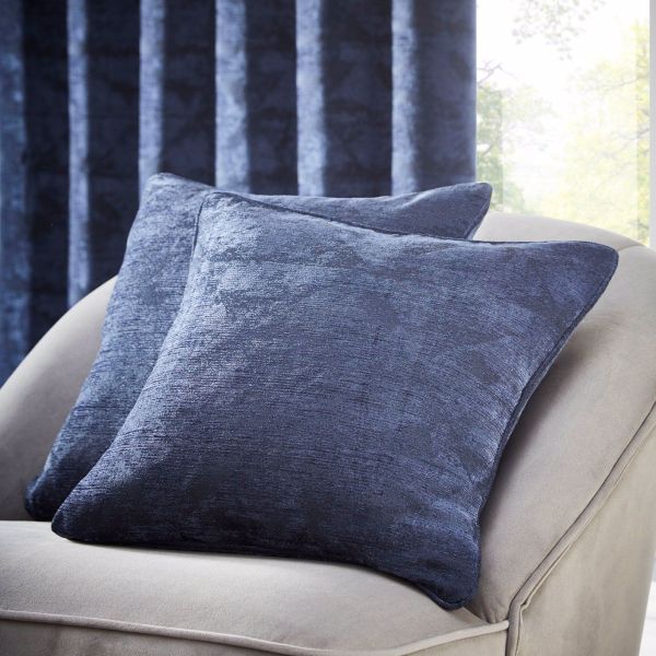 Topia Distressed Cushion By Clarke And Clarke in Ink Blue