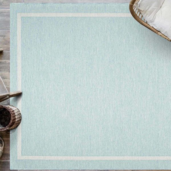 Newquay Flatweave Outdoor Rugs 96027 5013 Pastel Blue