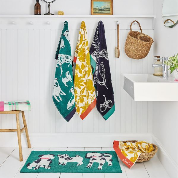 Dogs Of Welland Cotton Bath Mat by Joules in Green