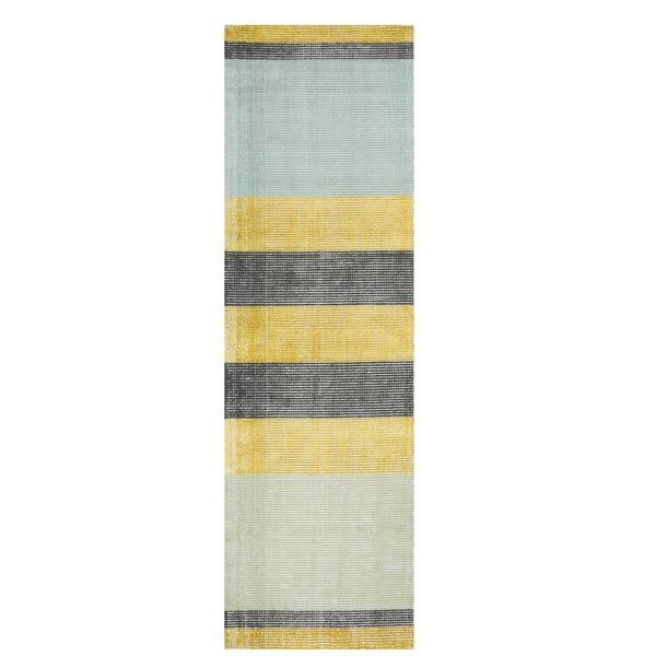 Modern Lucien Stripe Hallway Runner Rugs in Acacia Yellow by Designers Guild