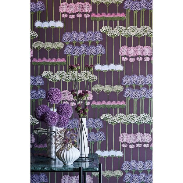Allium Wallpaper 12036 by Cole & Son in Mulberry & Heather on Violet
