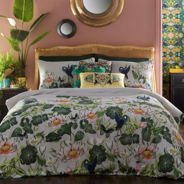 Waterlily Floral Bedding By Wedgwood in Dove Grey