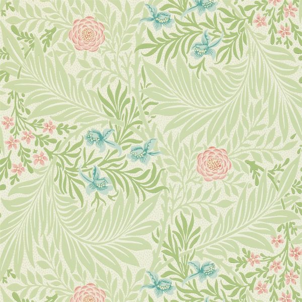 Larkspur Wallpaper 212558 by Morris & Co in Green Coral