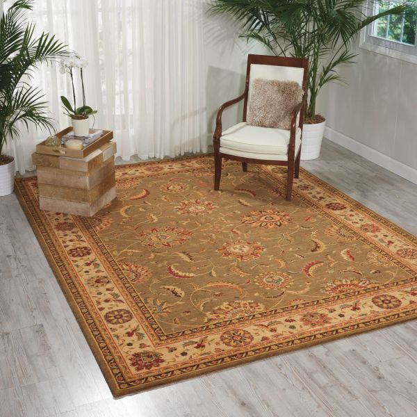 Living Treasure Traditional Bordered Rugs by Nourison LI04 in Green