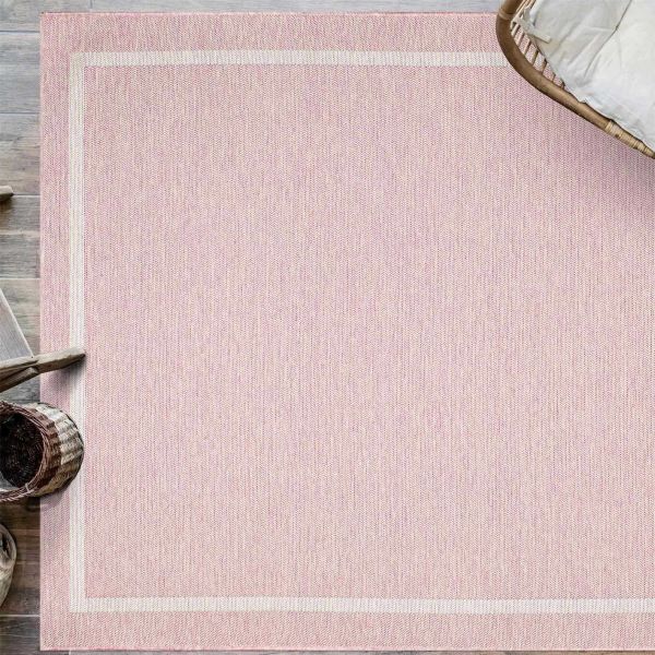 Newquay Flatweave Outdoor Rugs 96027 8016 Coral Pink