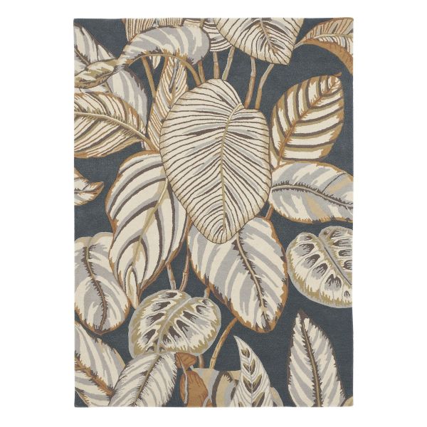 Calathea Rugs 50805 in Charcoal by Sanderson