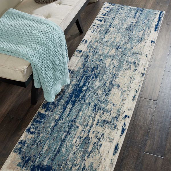 Maxell MAE16 Abstract Runner Rugs by Nourison in Ivory Blue