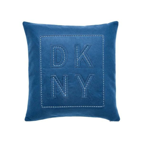 Felt Logo Embroidered Cushion By DKNY in Navy Blue
