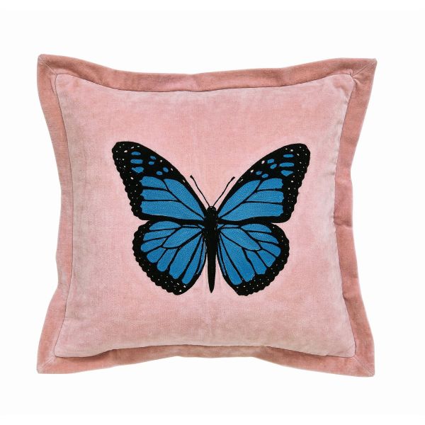 Butterfly Cotton Cushion by Morris & Co in Blush Pink
