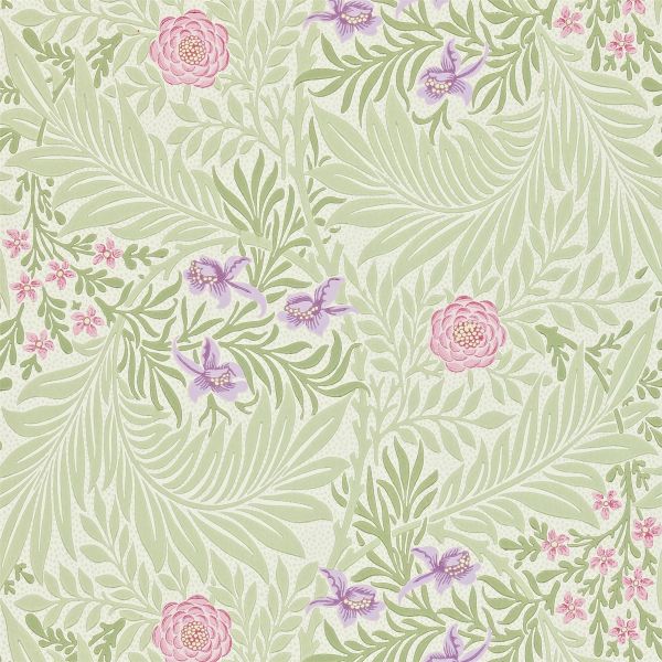 Larkspur Wallpaper 212555 by Morris & Co in Olive Lilac