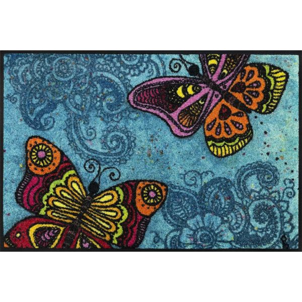 Spread Your Wings Butterfly Washable Floor Mats in Blue Multi