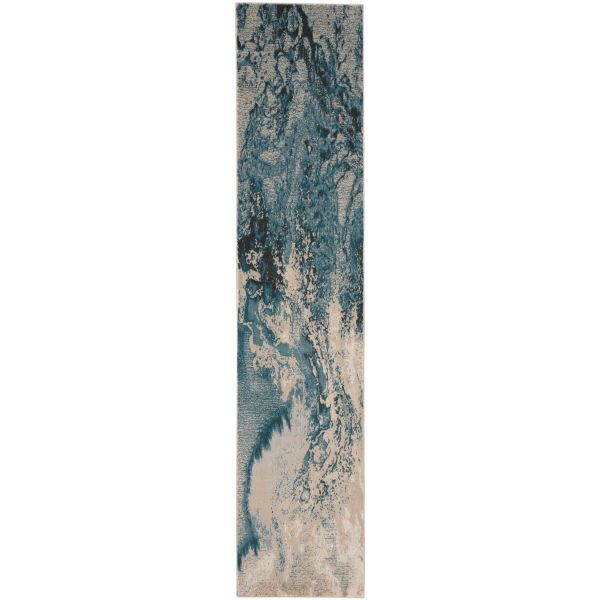 Maxell Abstract Runner Rugs MAE08 by Nourison in Ivory Teal