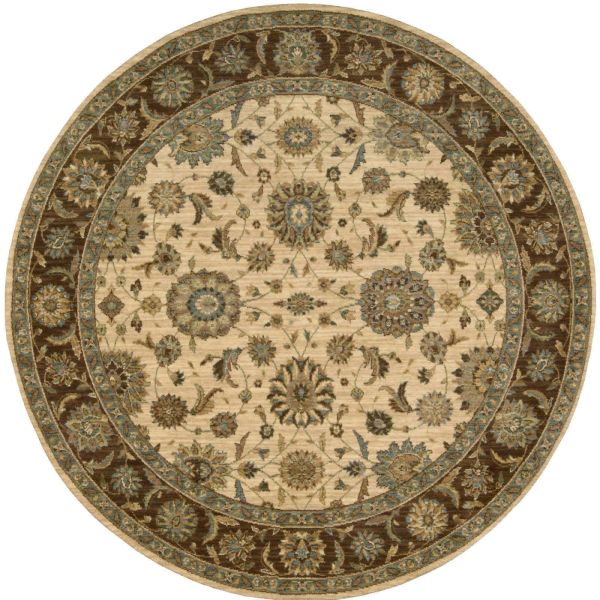 Living Traditional Bordered Treasure Circular Rugs by Nourison LI05 in Beige