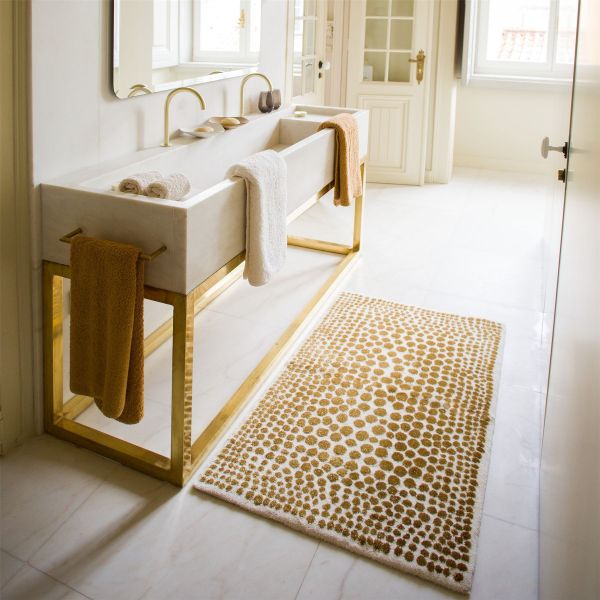 Luxury Dolce Polka Dot Bath Mat by Designer Abyss & Habidecor in Gold