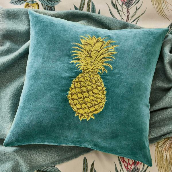 Paradesia Designer Pineapple Cushion By Sanderson in Pale Blue