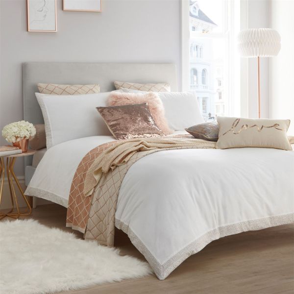 Amber Metallic Embroidered Bedding By Tess Daly in Rose Gold