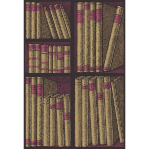 Ex Libris Wallpaper 15031 by Cole & Son in Gold Magenta