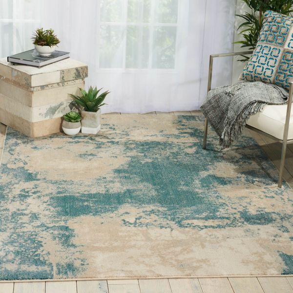 Maxell Rugs MAE13 by Nourison in Ivory and Teal