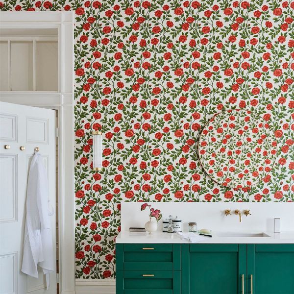 Hampton Roses Wallpaper 7013 by Cole & Son in Rose Red