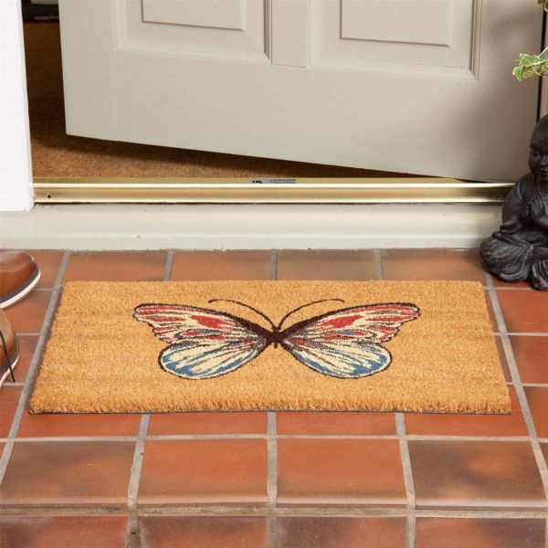 Astley Butterfly Coir Doormat in Multicolour