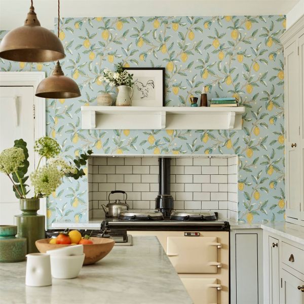 Lemon Tree Wallpaper 216674 by Morris & Co in Wedgewood Blue