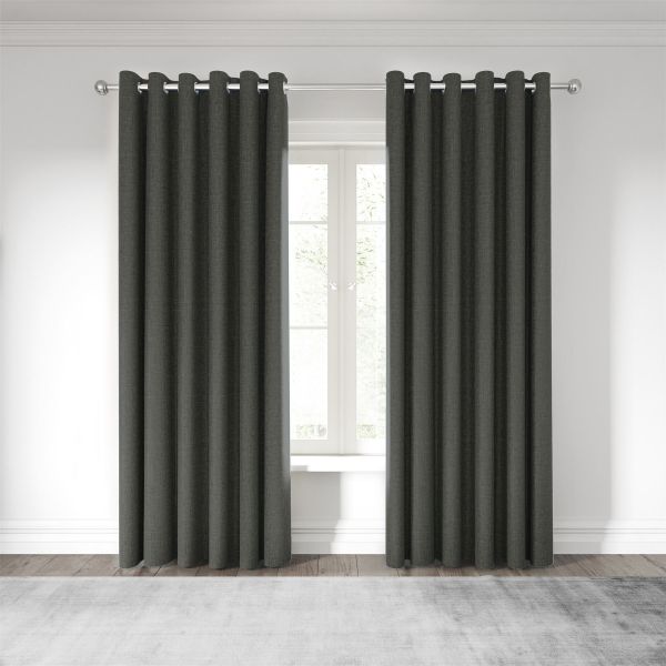 Nalu Kalo Lined Curtains by Nicole Sherzinger in Charcoal Grey