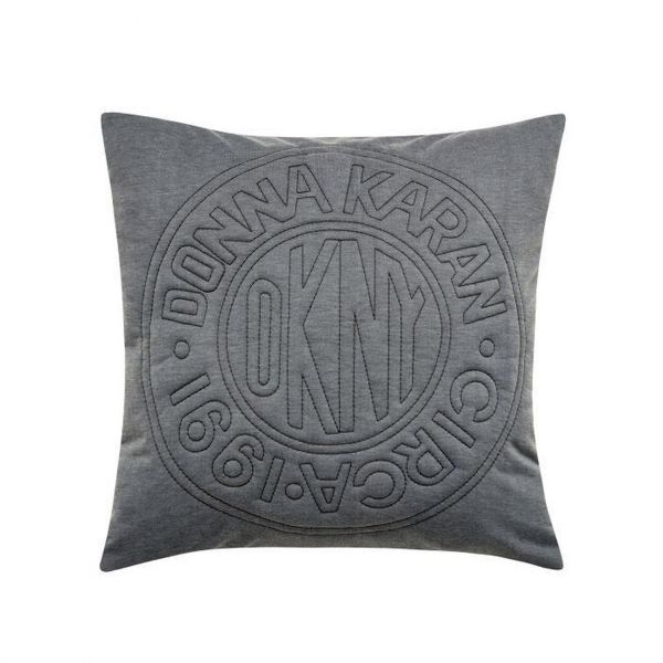Circle Logo Embellished Cushion by DKNY in Charcoal Grey