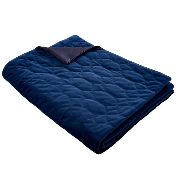 Geometric Velvet Quilted Throw By Tess Daly in Midnight Blue