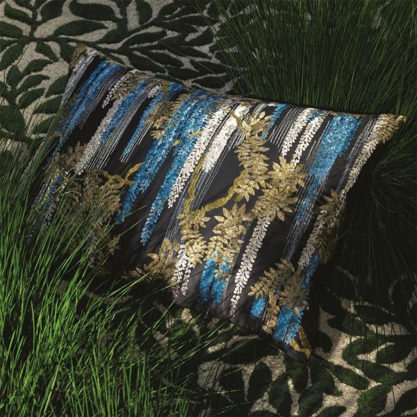 Wisteria Alba Floral Cushion By Christian Lacroix in Ruisseau Blue