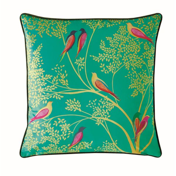 Green Birds Cushion By Sara Miller