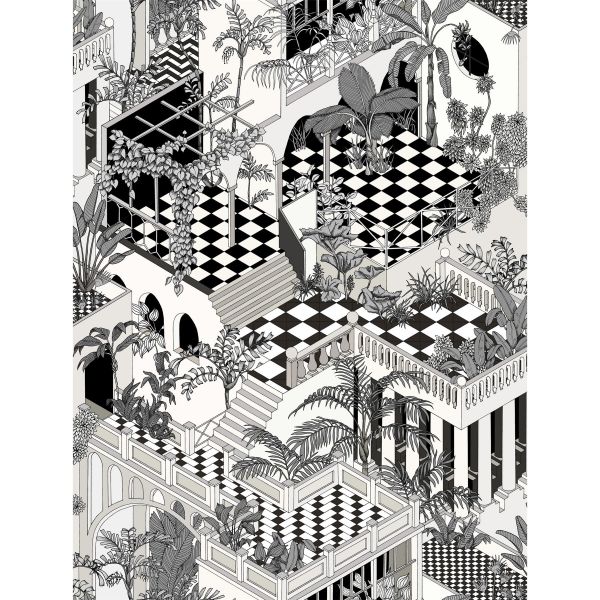Miami Wallpaper 6024 by Cole & Son in Soot Snow