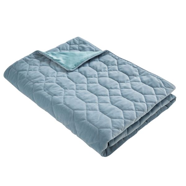 Geometric Velvet Quilted Throw By Tess Daly in Duckegg Green