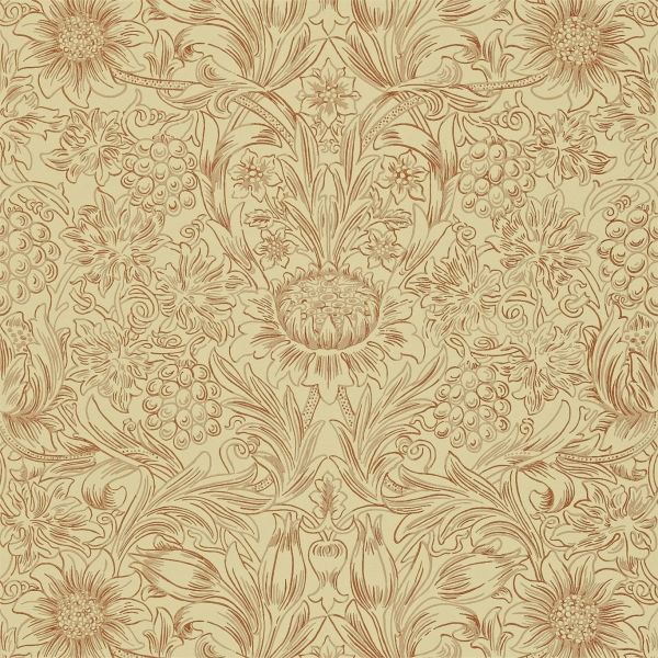 Sunflower Wallpaper 210473 by Morris & Co in Church Red Biscuit