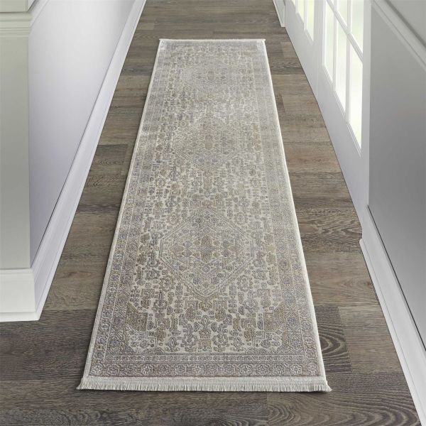 Lustrous Weave LUW02 Traditional Runner Rugs by Nourison in Ivory beige