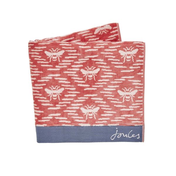 Bee Geo Cotton Towels By Joules in Coral Pink