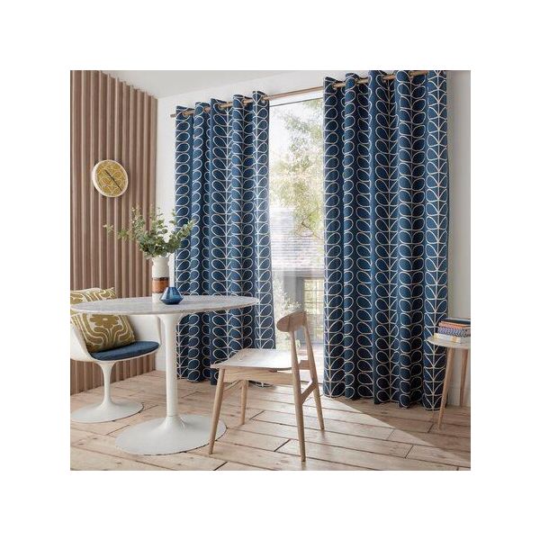 Linear Stem Eyelet Curtains By Orla Kiely in Whale Blue