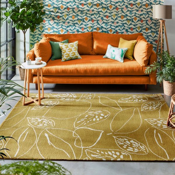 Orto 125406 Wool Rugs by Scion in Citrus Green