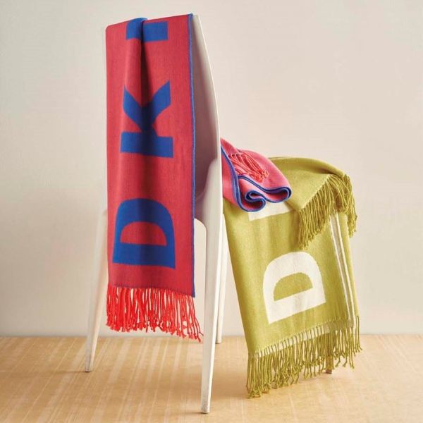 Engineered Tassel Throw By DKNY in Coral Royal Blue