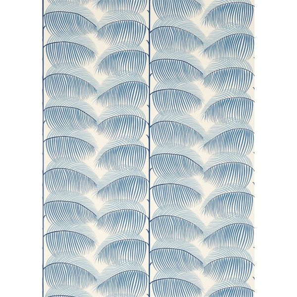 Manila Wallpaper 213369 by Sanderson in Blue linen Grey